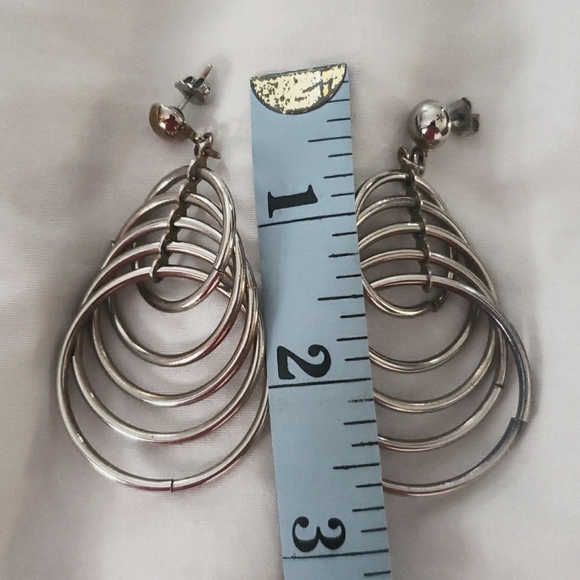 Vintage 80s Metal Earrings Hoops, Spiral Sphere , Fish 3/$25 - Picture 5 of 7